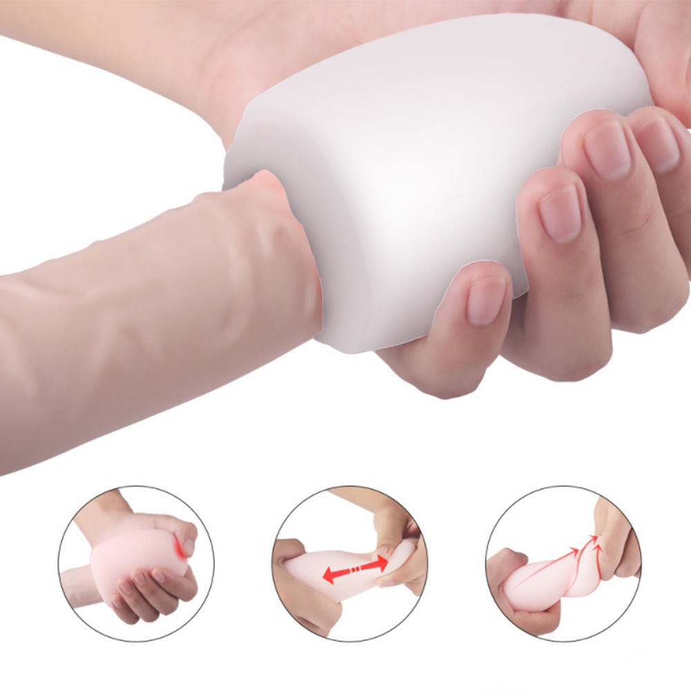 Masturbador Masculino Pocket EGG Dot em close-up, destacando a textura interna de pontos na cor branca e sua maleabilidade para uso