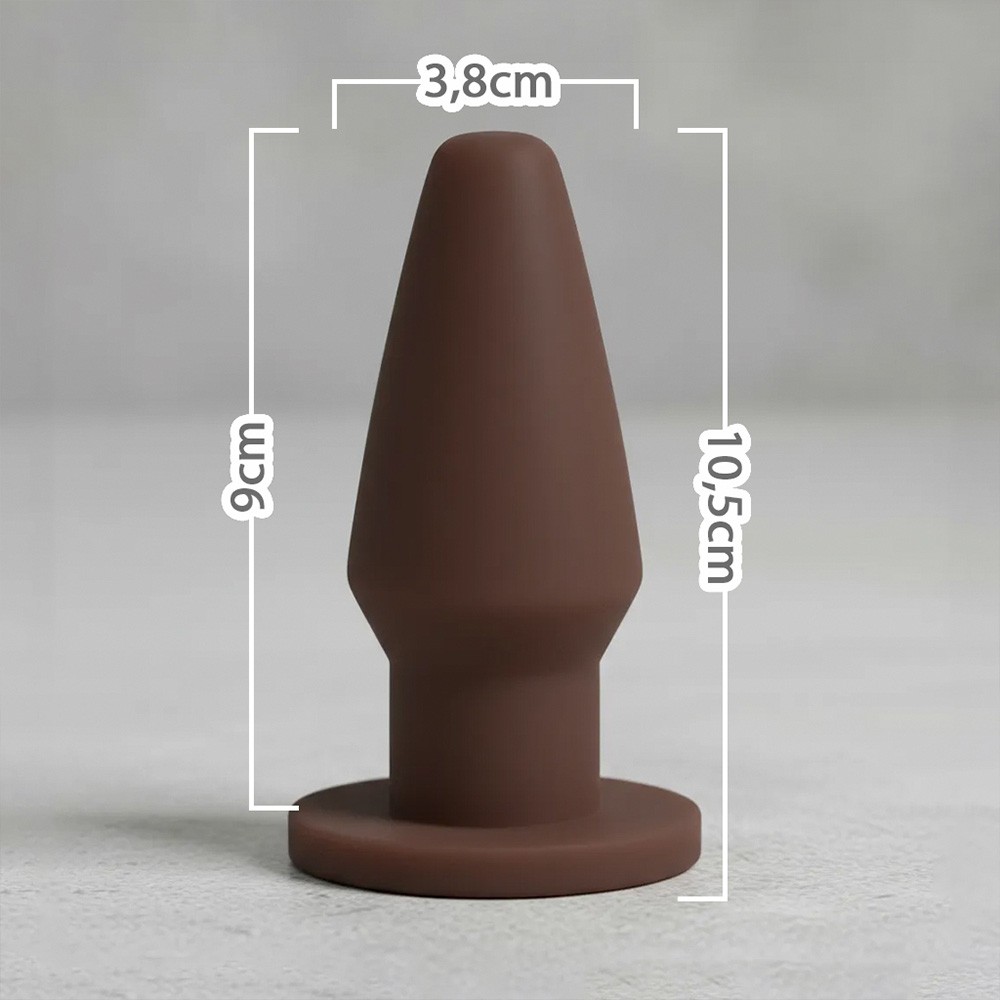 Plug Anal Easy Marrom em vista traseira, mostrando o acabamento da base e a cor uniforme