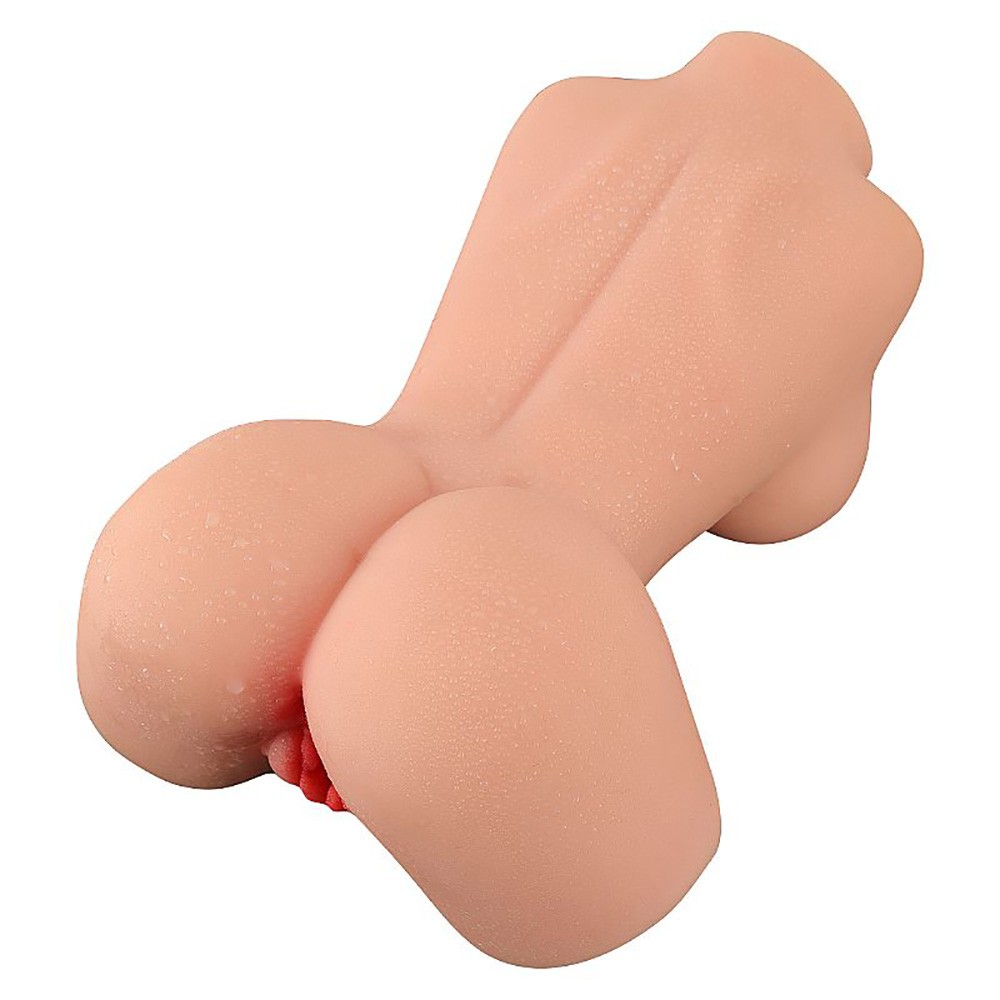 Masturbador Masculino em Cyberskin Meio Corpo Keva Bege, vista lateral com detalhes do �nus
