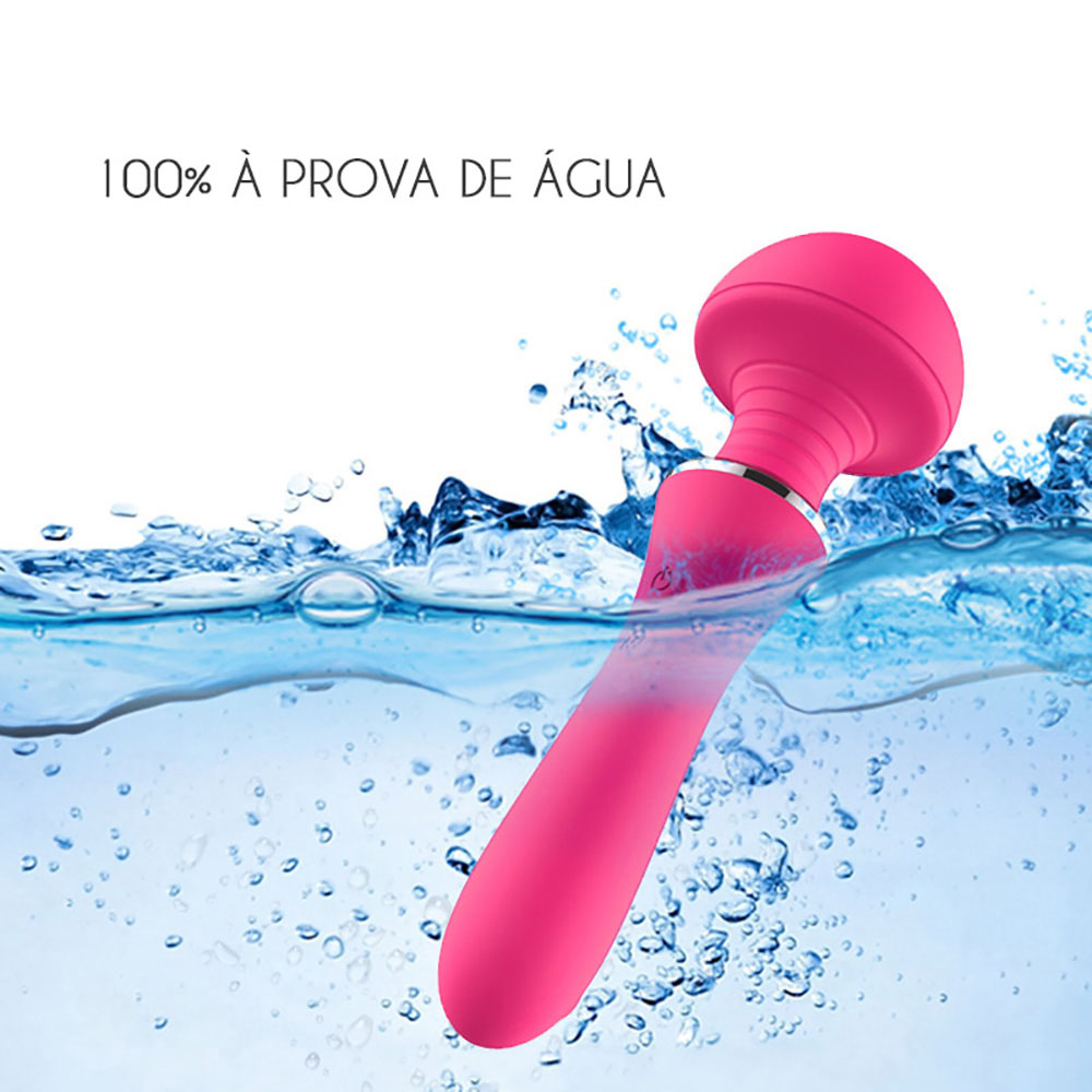 Detalhe da base do Massageador Mushroom Pink, com os pontos de contato para recarga e design ergon�mico