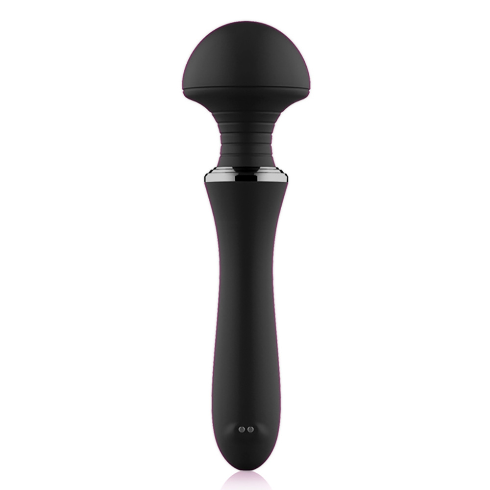 Massageador Er�tico em Silicone Recarreg�vel com 12 Vibra��es Mushroom Preto em vista traseira, com design ergon�mico.