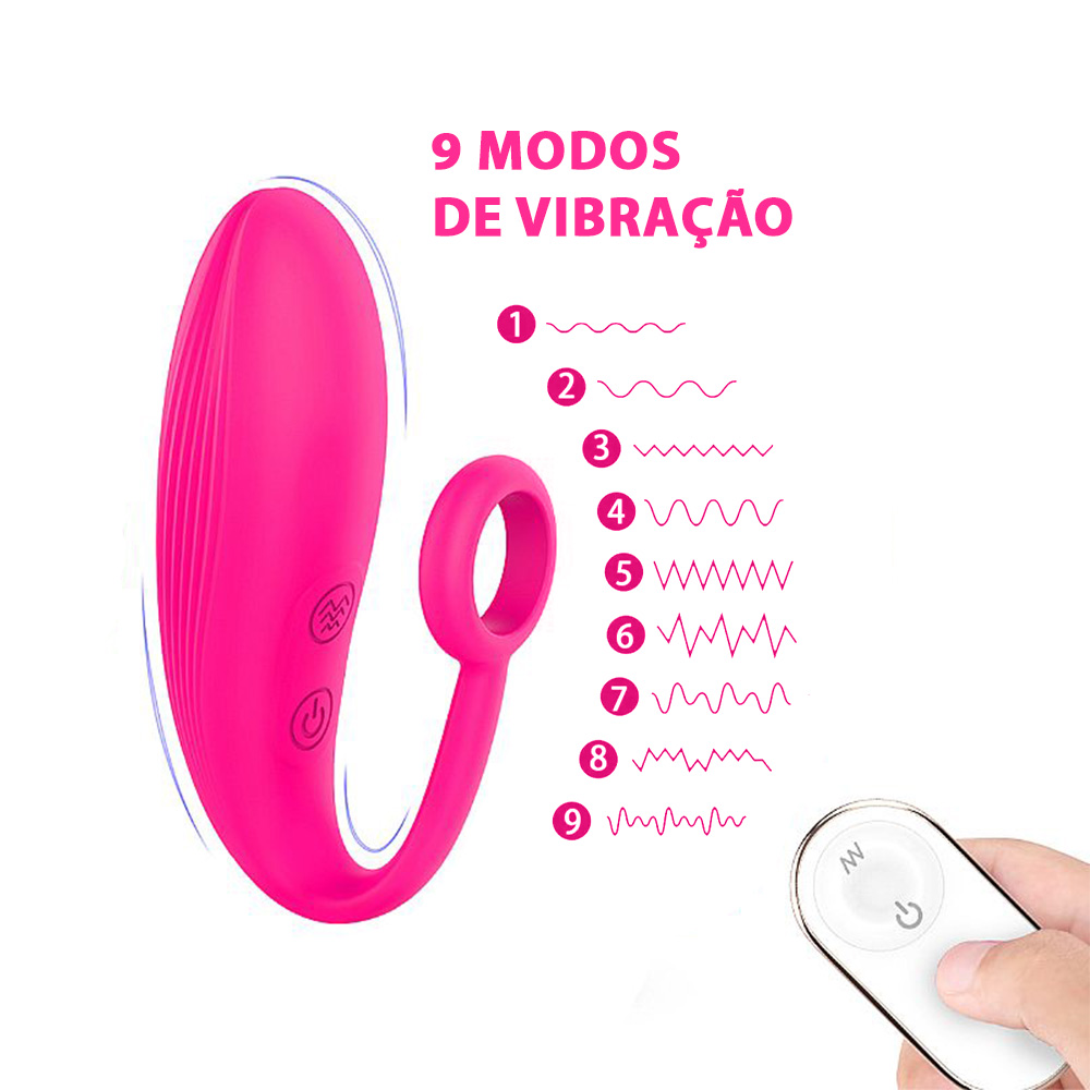Vibrador Bullet Recarreg�vel Tulip 3 Pink, exibindo os 9 modos de vibra��o e o controle remoto