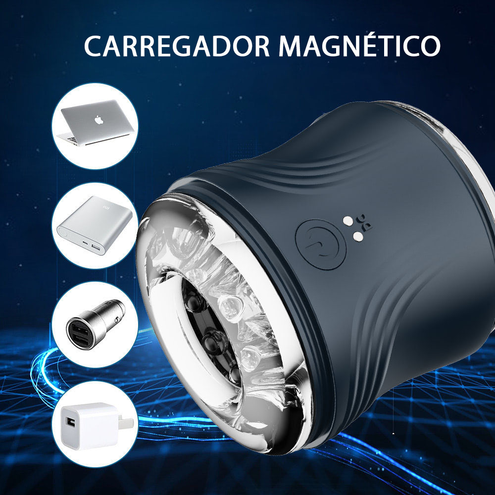 Masturbador Masculino Warrior Azul com seu design disfar�ado de objeto de decora��o em um ambiente escuro