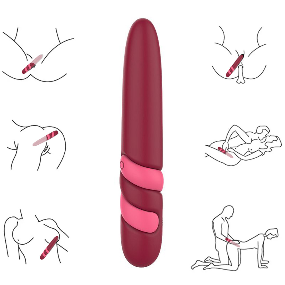 Vibrador Personal Recarreg�vel em Silicone com 10 Vibra��es Slim Vinho - Ilustracao mostrando diversas posicoes de uso para estimulacao feminina e masculina