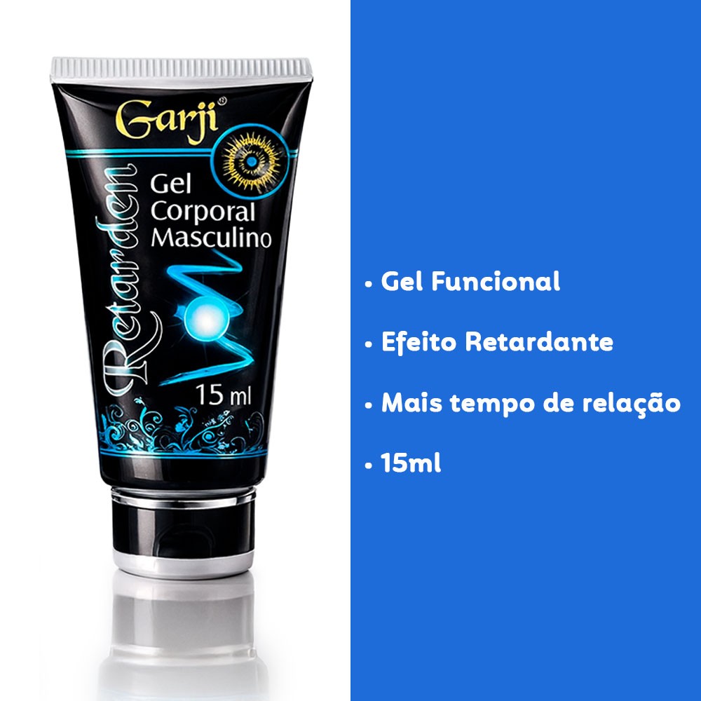 Gel Retardante Retarden 15g em close-up, destacando o tubo e o selo de funcionalidade do produto