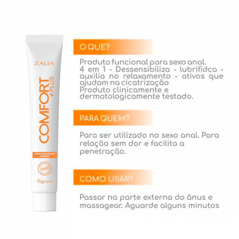Detalhes sobre o Creme Comfort Plus Zalia: o que �, para quem � e como usar para sexo anal sem dor