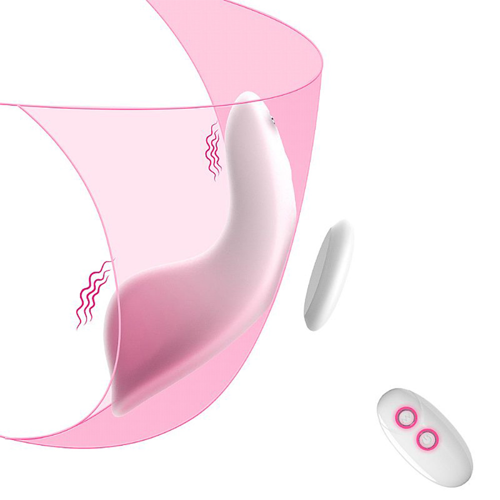 Vista lateral do Vibrador para Clit�ris Recarreg�vel em Silicone, com representa��o de ondas vibrat�rias e controle remoto