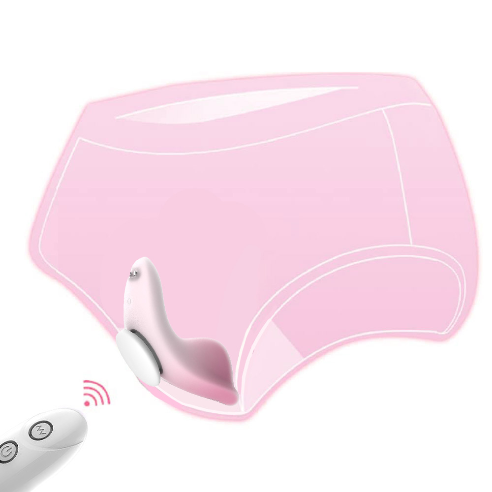 Vibrador para Clit�ris Recarreg�vel em Silicone posicionado em representa��o de lingerie, mostrando uso discreto com controle remoto acionando a vibra��o