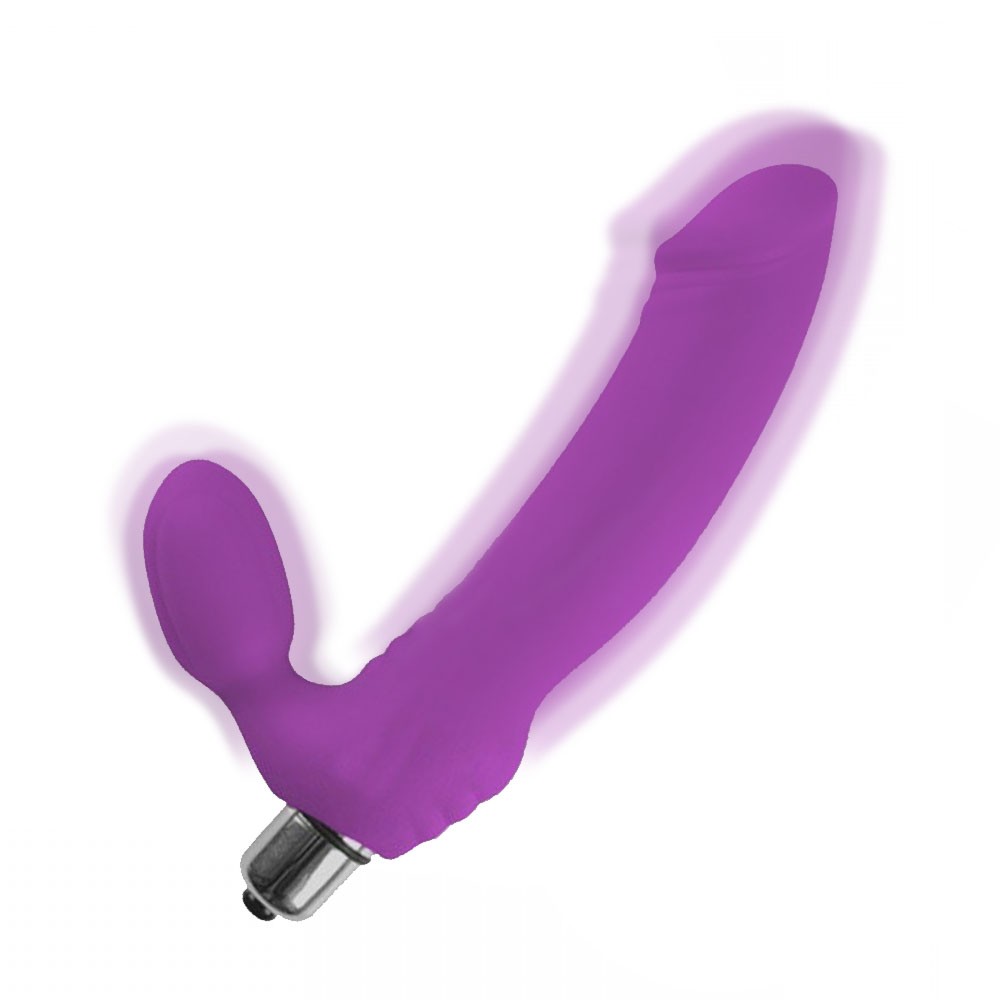 Cinta Peniana para Ela Roxa em silicone, com efeito de brilho mostrando a flexibilidade