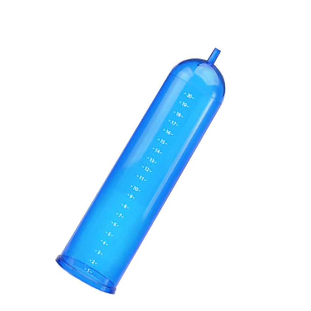 produto | Vista angular do tubo em pl�stico r�gido azul, mostrando o topo e a parte inferior com a escala