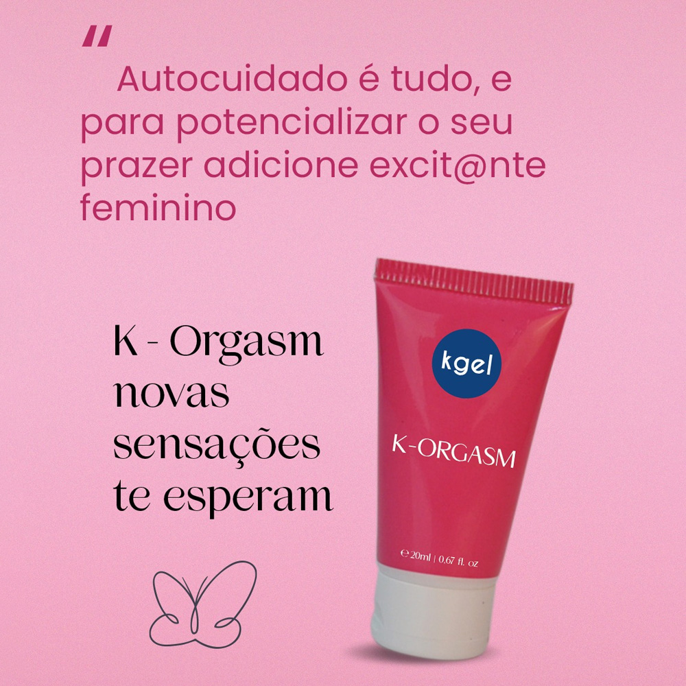 Detalhe do topo da embalagem do Gel Excitante Feminino K-Woman 20ml, mostrando a rosca e a integridade do produto