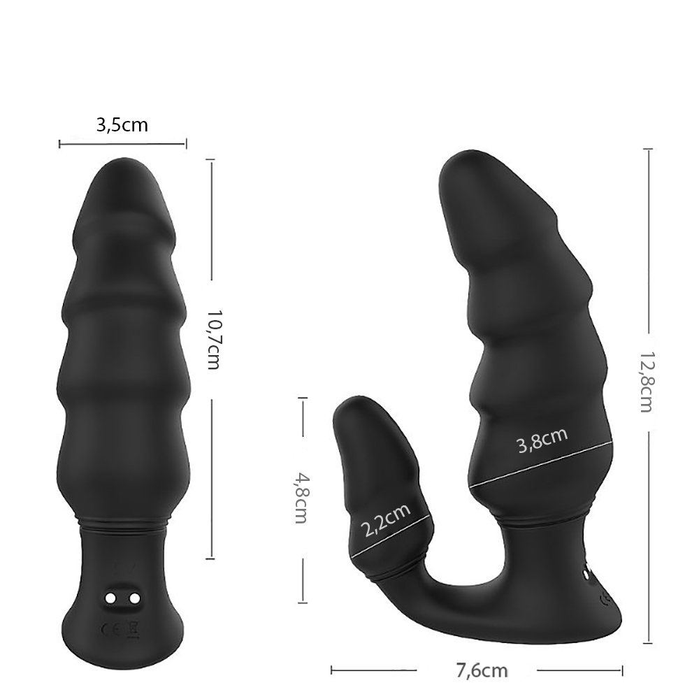Massageador de Pr�stata e Per�neo Dragon Preto com suas medidas detalhadas