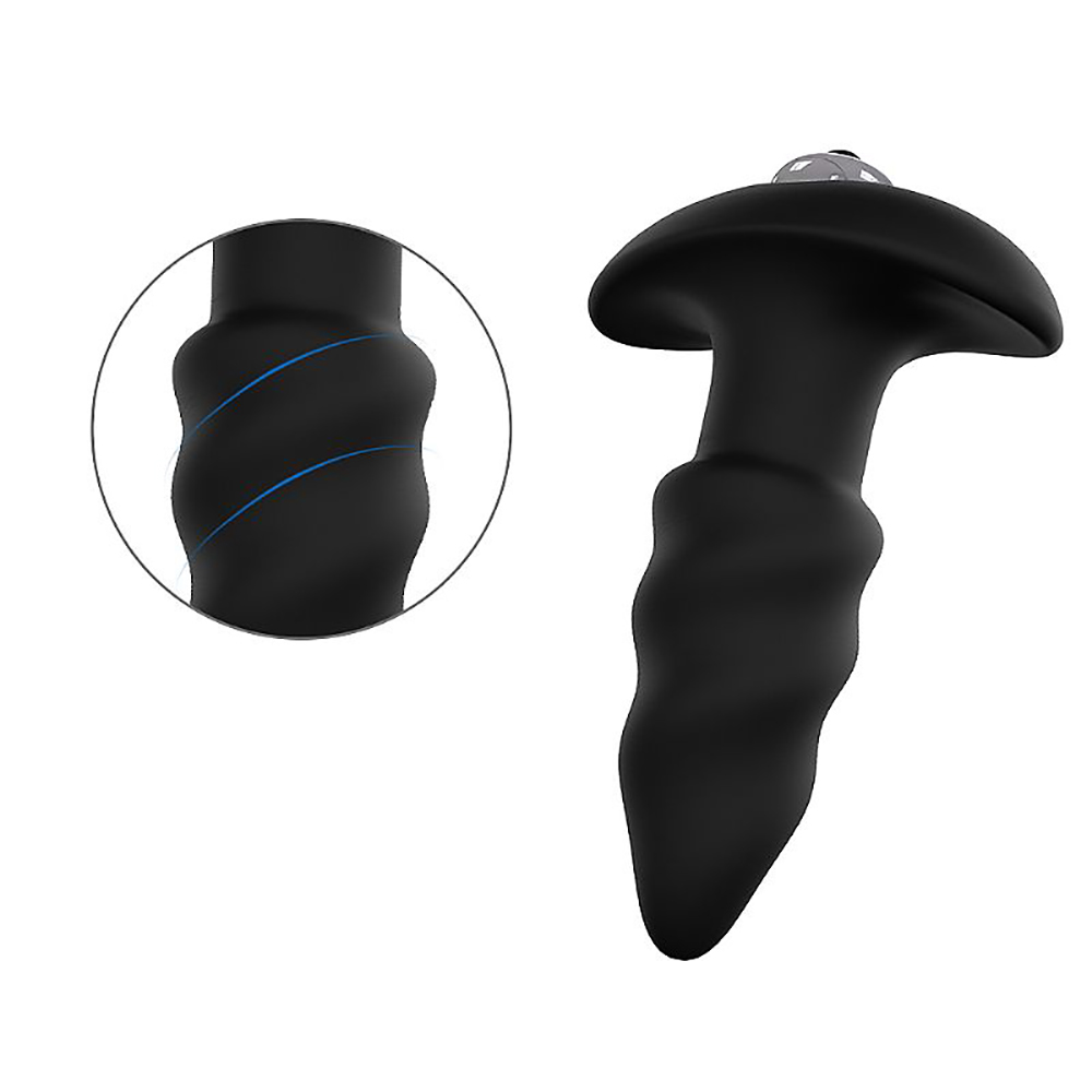 Plug anal LoveArrow preto, detalhe da base de seguran�a e superf�cie lisa do silicone m�dico