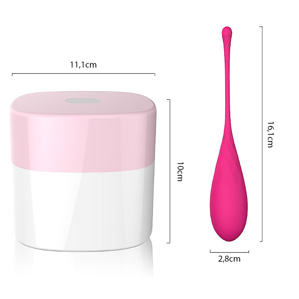 Conjunto de esferas de pompoarismo Kegel Ball Deluxe Pink em diferentes tons, com embalagem e uma esfera em detalhe com gotas de �gua