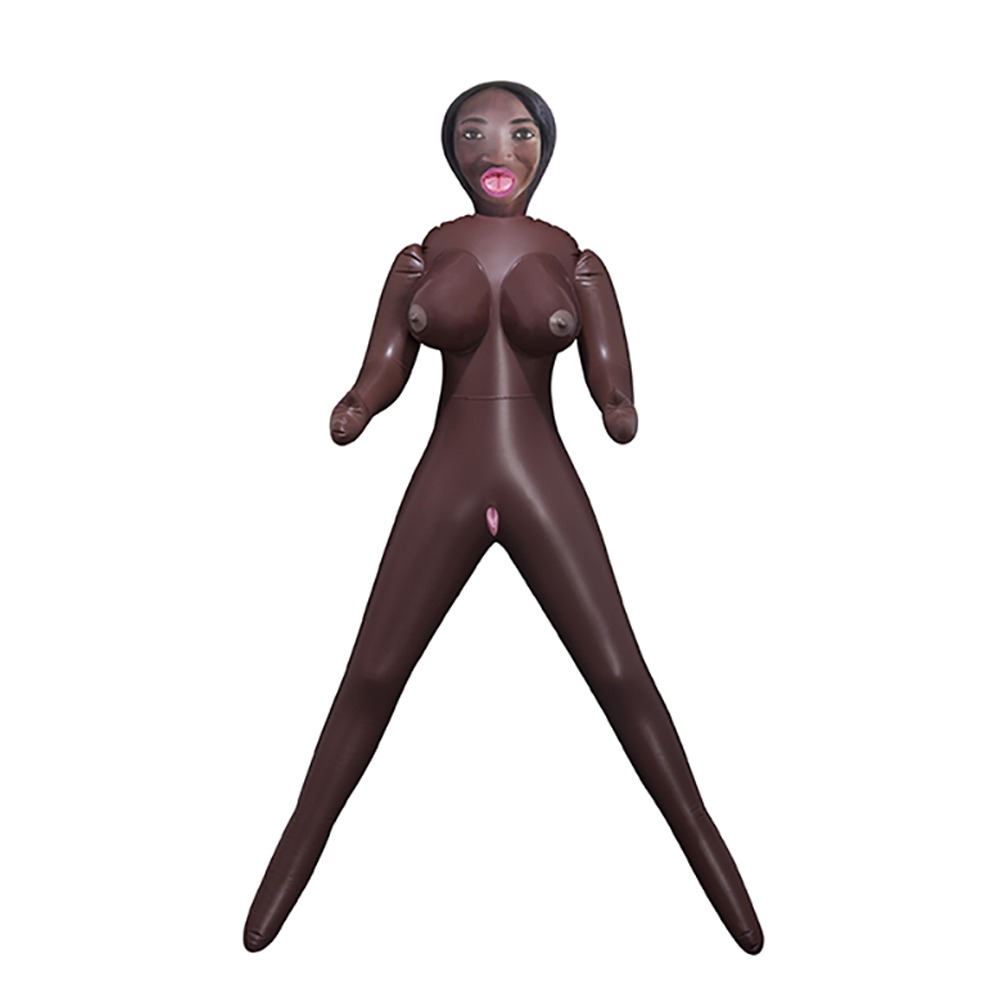 Boneca Infl�vel Negra com Orif�cios | Vista frontal detalhada