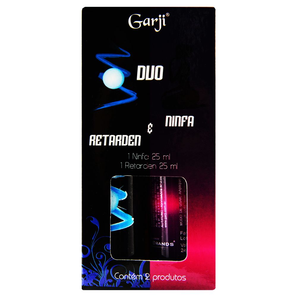 Caixa do Duo Gel Retardante Retarden e Gel Adstringente Ninfa com os dois frascos vis�veis na embalagem