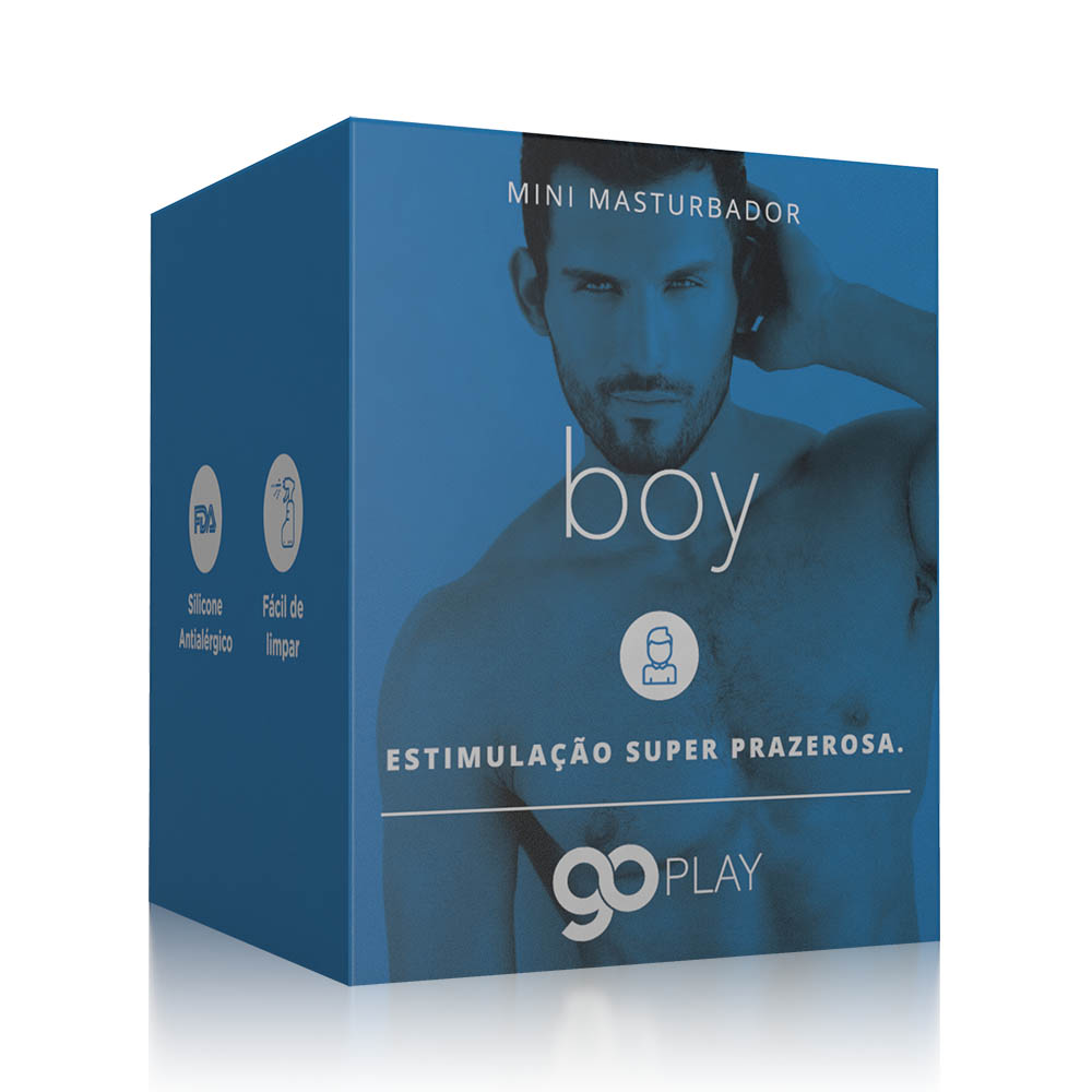 Mini Masturbador Masculino Boy Go Play, vista de lado com detalhes da textura e formato ergon�mico