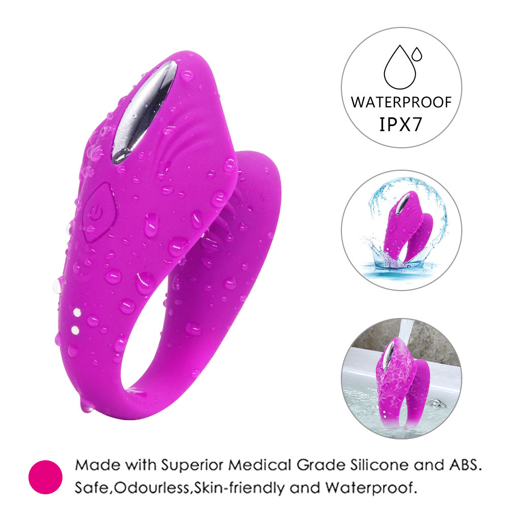 Vibrador de Casal Recarregavel em Silicone Roxo - Detalhes dos Botoes de Controle