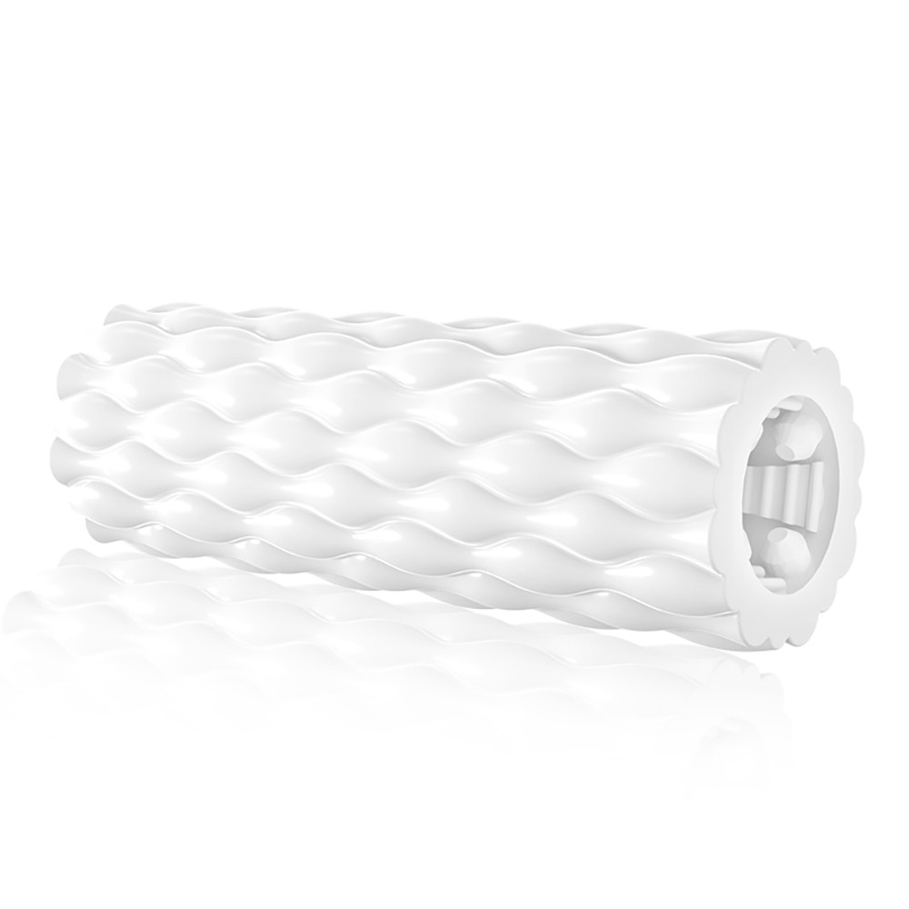 Masturbador Masculino em Jelly com Texturas Interna 13cm Circle Branco - Vista lateral externa com design ondulado