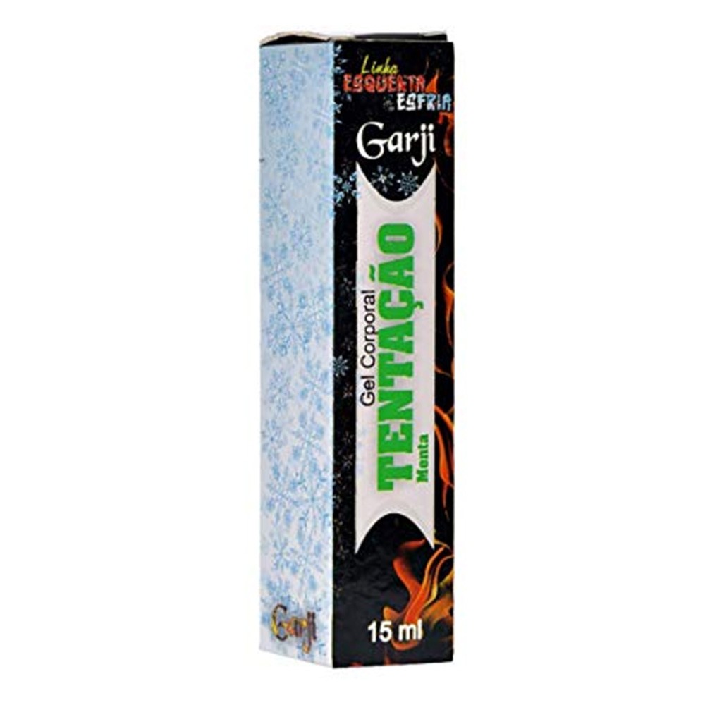 Frasco e caixa do Gel para Sexo Oral Spray Beij�vel Esquenta e Esfria Tenta��o Menta 15ml deitados