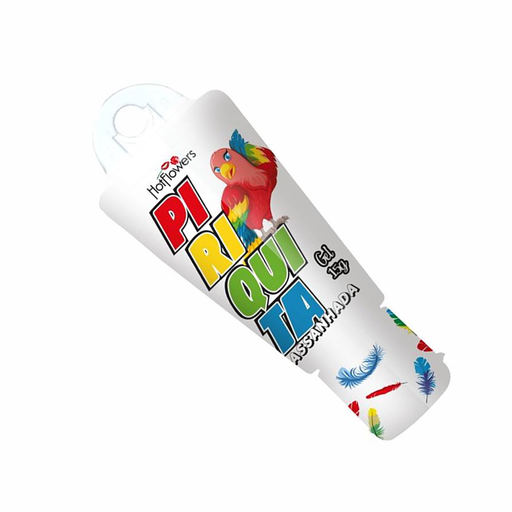 Gel Excitante Feminino Piriquita Assanhada 15g em vista mais pr�xima, destacando a textura do frasco