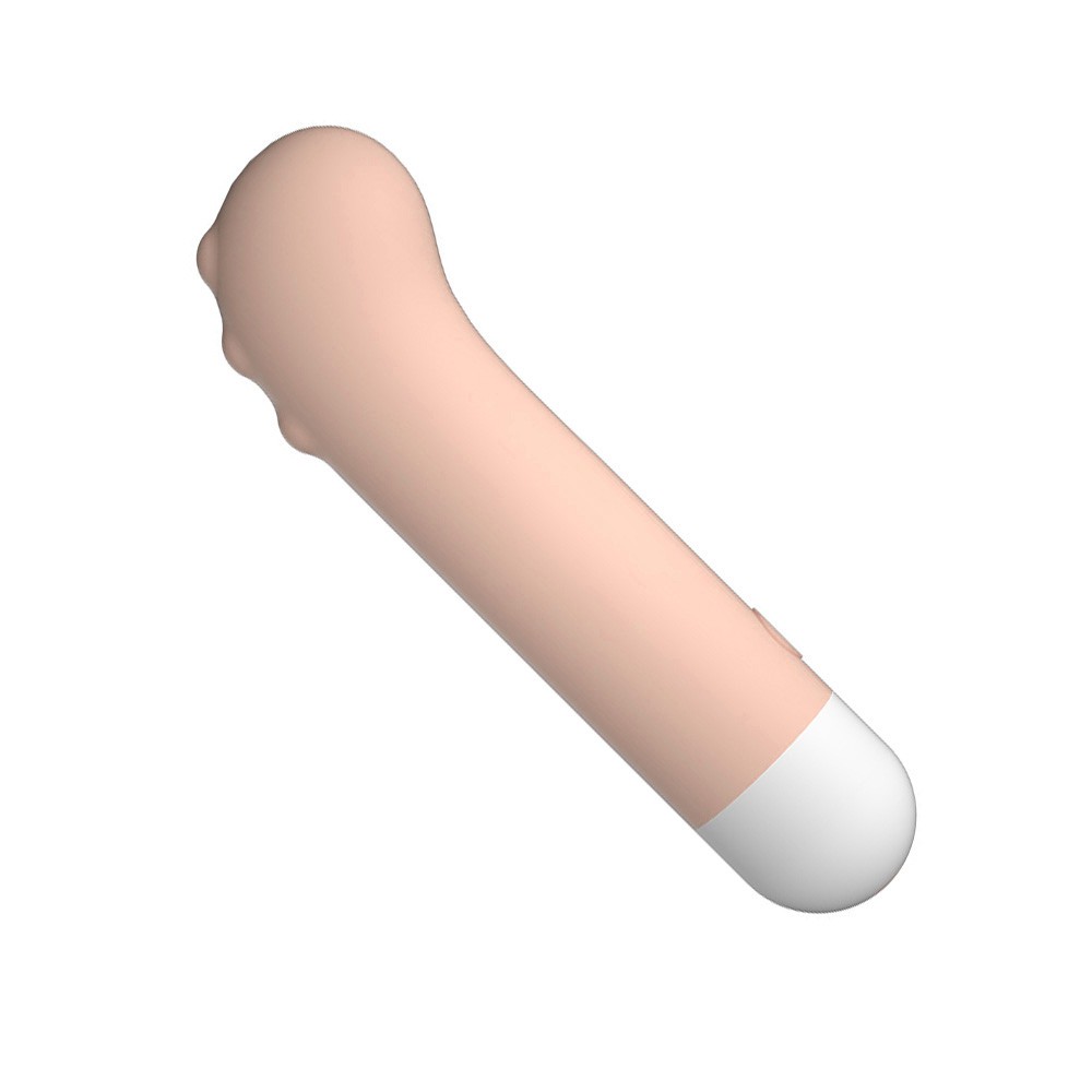 Vibrador Ponto G em Silicone Recarreg�vel Monster Bege - Vista diagonal