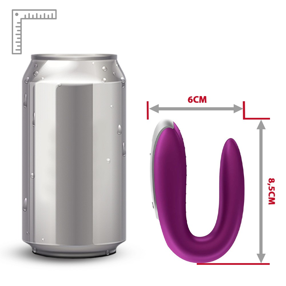 Vibrador para Casal Double Fun Roxo com parte interna branca em destaque, evidenciando o material de silicone