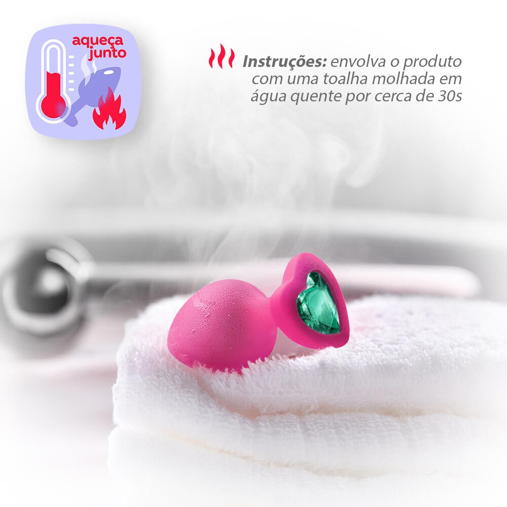Plug Anal Joia em Silicone Base Cora��o Pink | Foto 04
