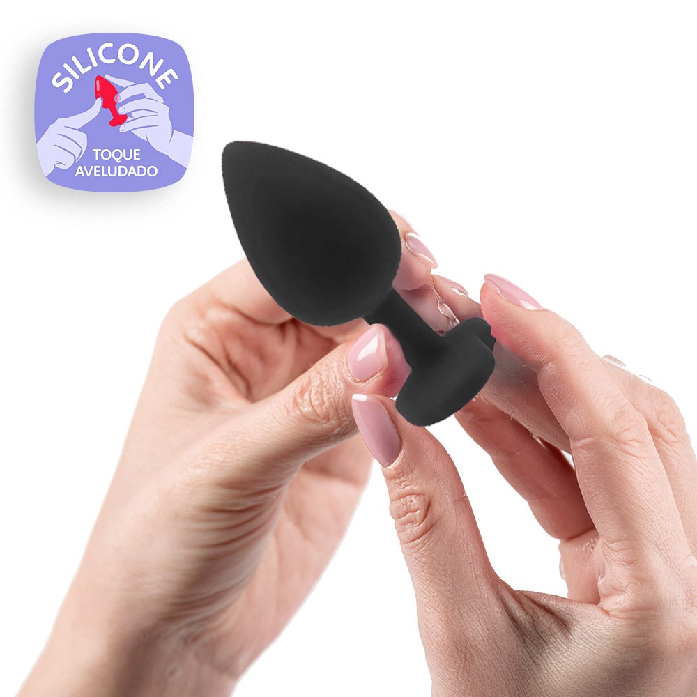 Detalhe do acabamento em silicone aveludado do Plug Anal Joia mostrando a maciez e superf�cie lisa