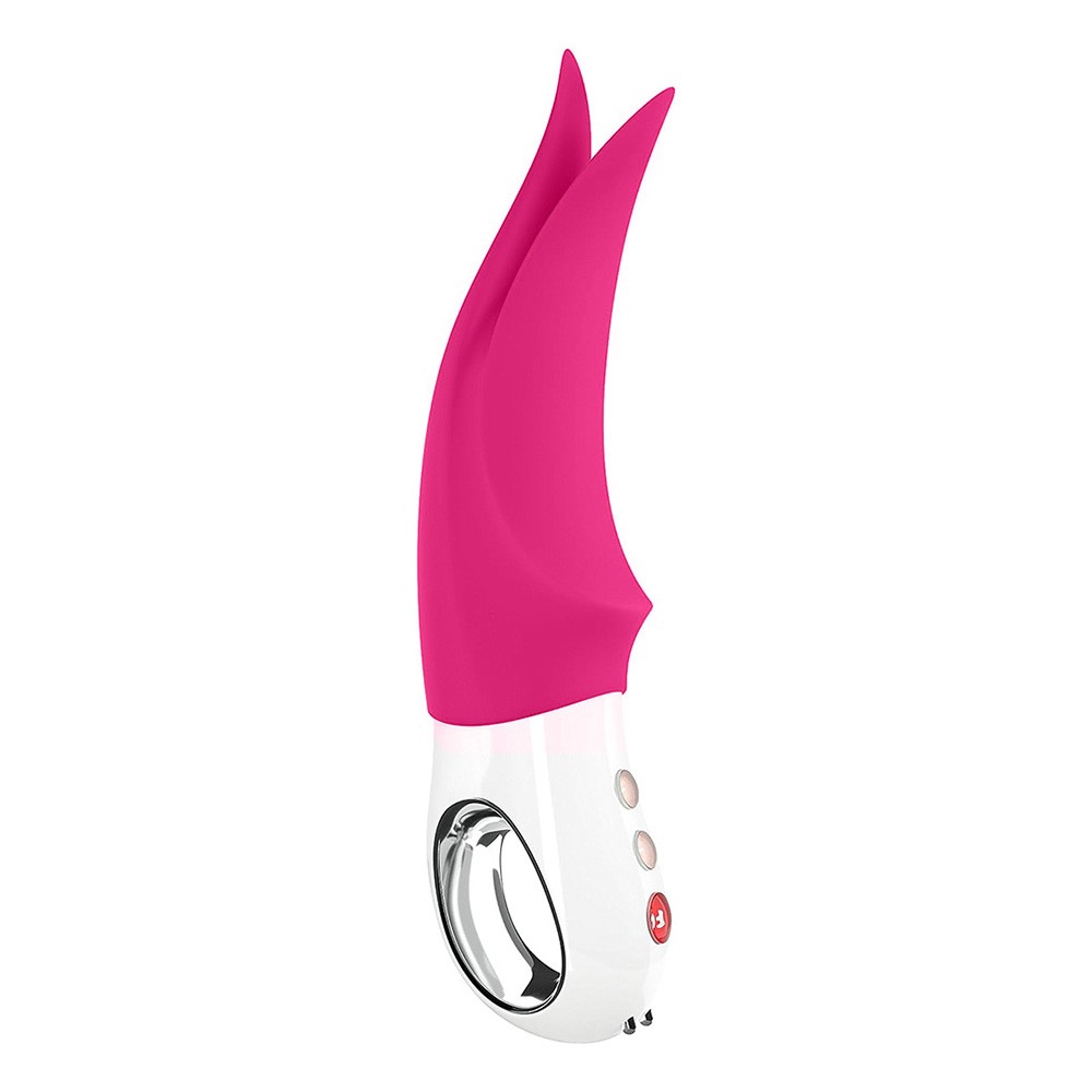 Vista lateral do Vibrador para Clit�ris Volta Pink, salientando suas curvas e o ponto de entrada USB