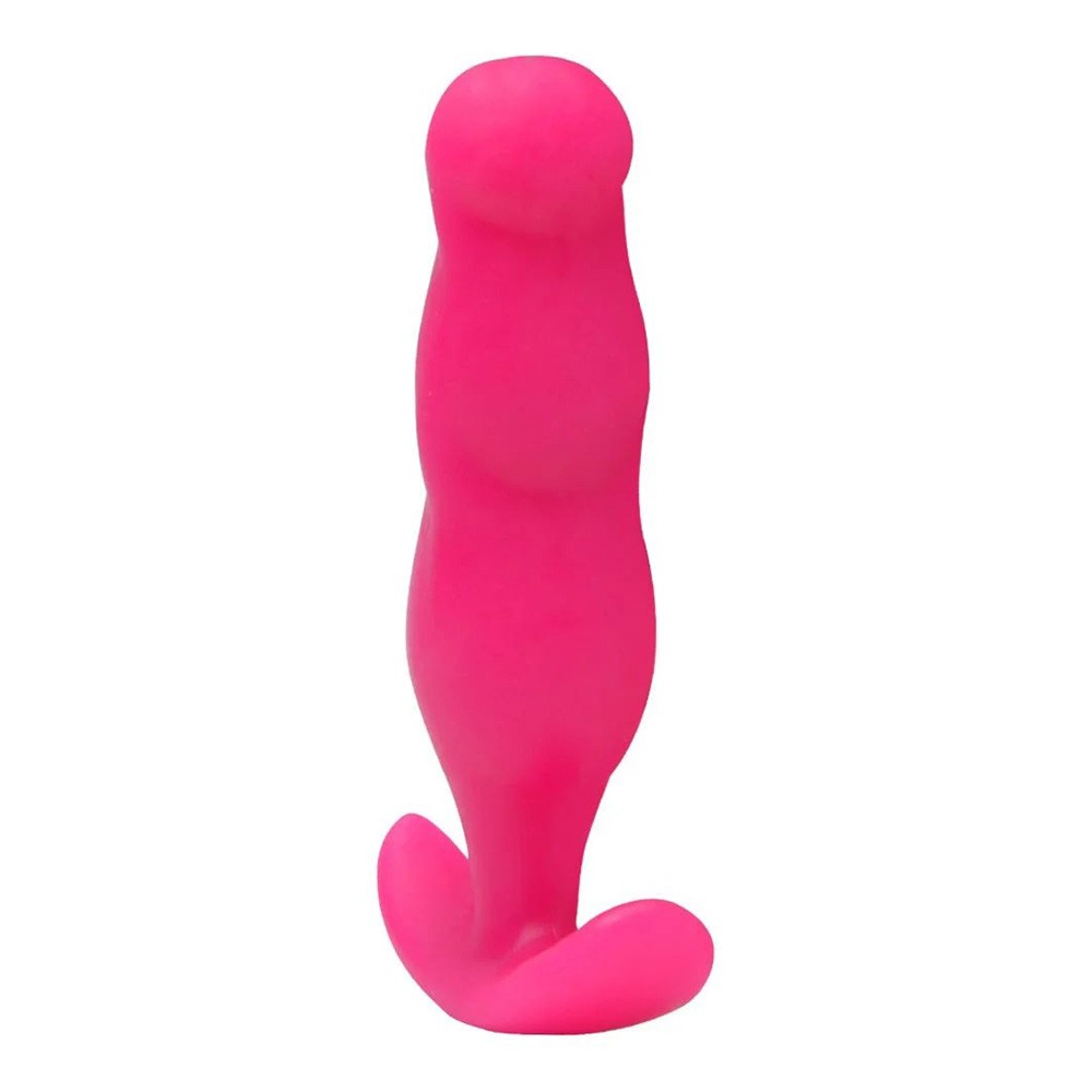 Mini Plug Anal Start na cor pink, vista lateral, mostrando a curvatura e as ondinhas para est�mulo.