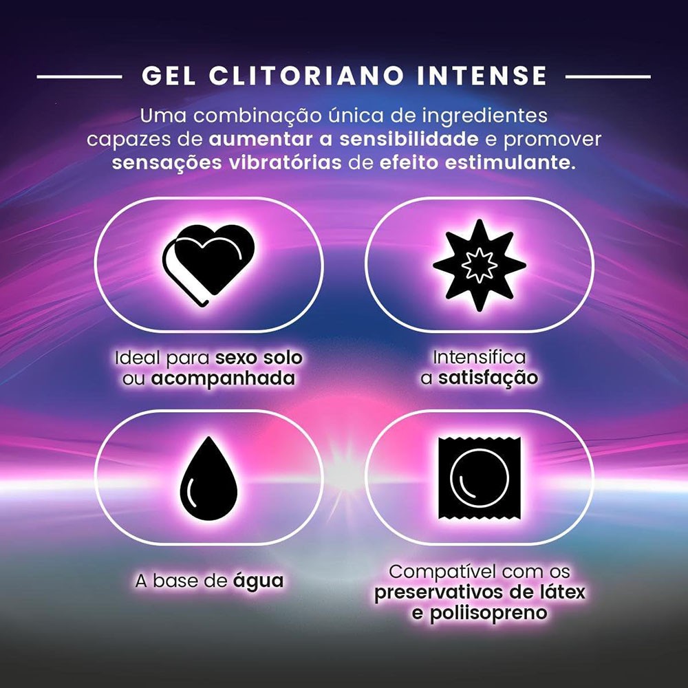 Jontex Intense Gel Clitoriano - Benef�cios: sexo solo ou acompanhada, intensifica satisfa��o, � base de �gua, compat�vel com preservativos