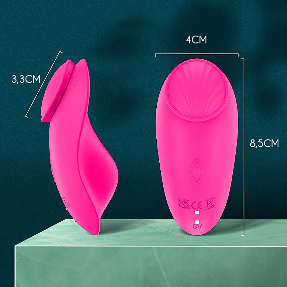 Vibrador Leaf Pink recarreg�vel em posi��o vertical, real�ando sua cor Pink vibrante e textura de silicone