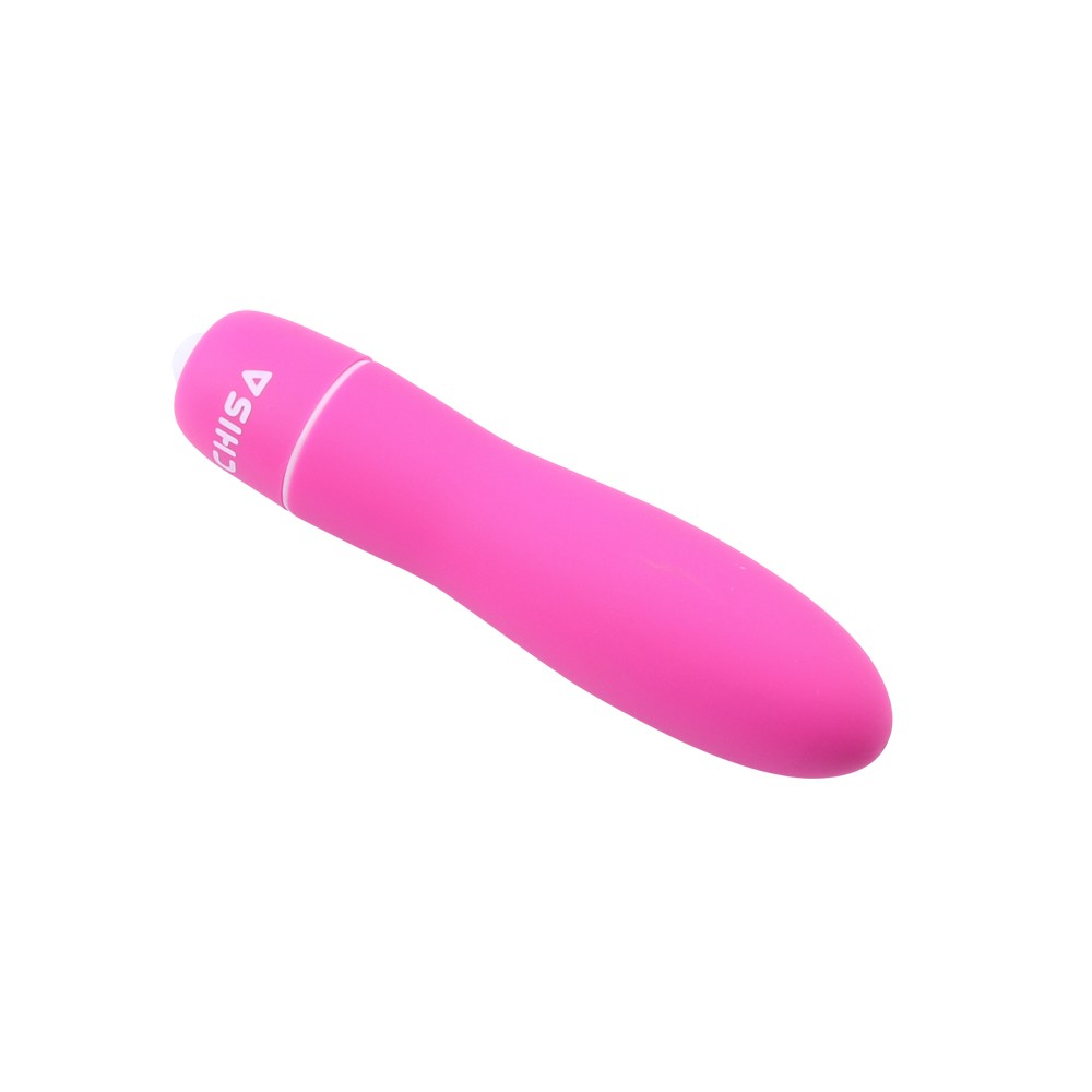 Vibrador Bullet em Silicone com Vibro Pink exibindo a base com marca e detalhe do bot�o