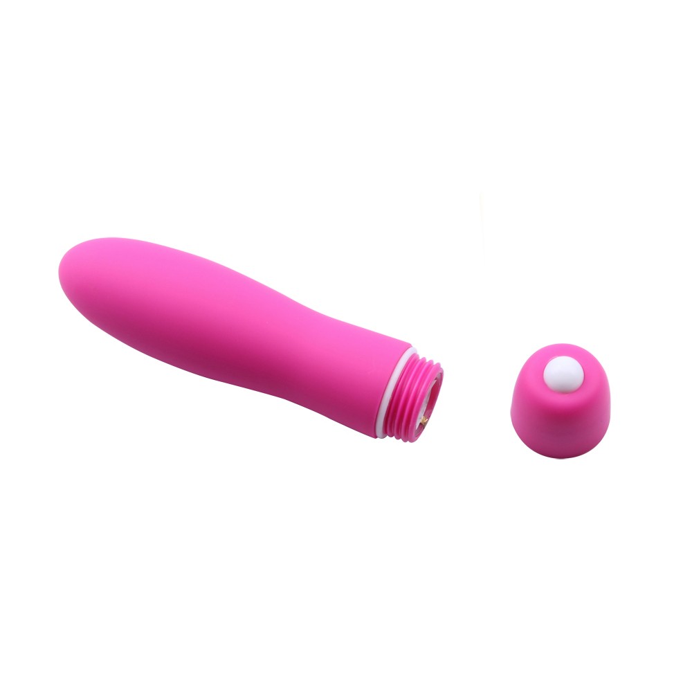 Vibrador Bullet em Silicone com Vibro Pink, vista lateral com detalhes da textura