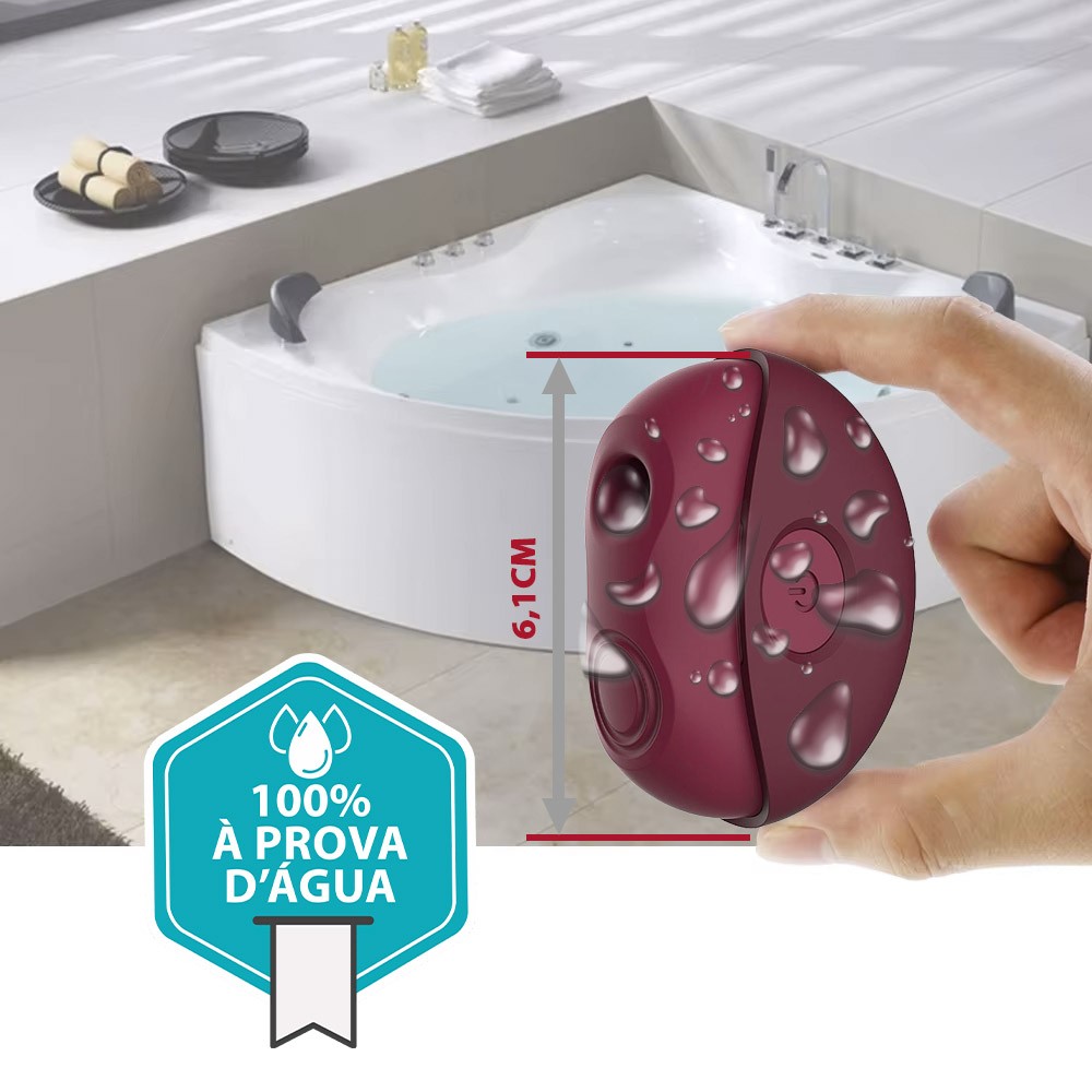 Vibrador Juma Vinho em vista frontal, destacando a ponta estimuladora e o acabamento em silicone