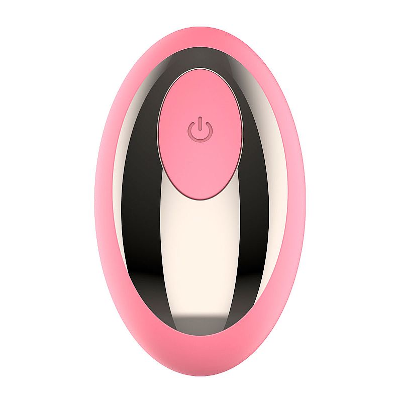 Pulsador de Clit�ris Ziza Rosa em vista frontal, mostrando o painel de controle com botao liga/desliga e detalhes em metal para um toque sofisticado.