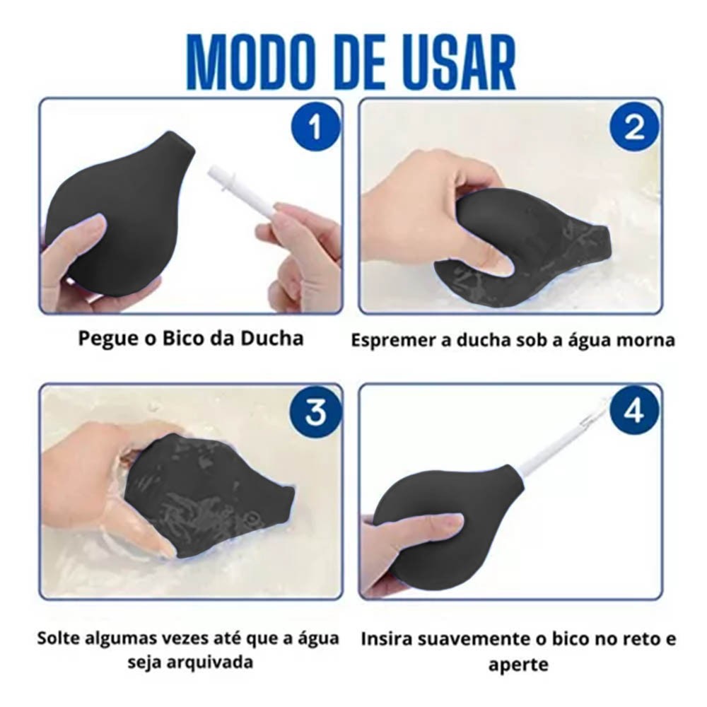 Close-up do bico da Ducha Higi�nica �ntima preta, detalhando a ponta lisa e o material pl�stico r�gido
