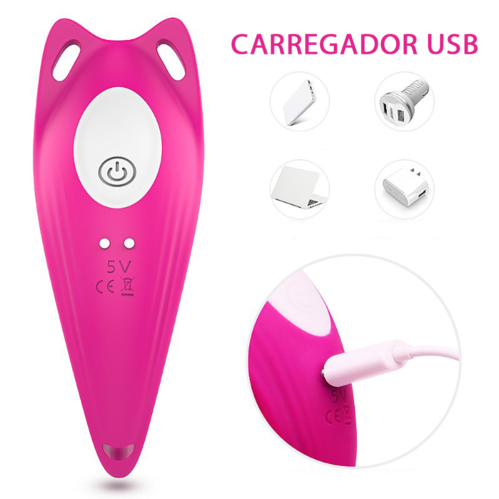 Calcinha Vibrat�ria Rebecca Pink mostrando detalhes do vibrador em silicone e sua calcinha de renda preta
