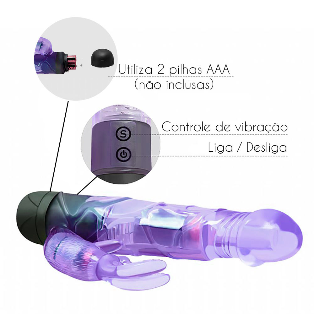 Vibrador Rabbit Lover lil�s vista inferior detalhe base preta