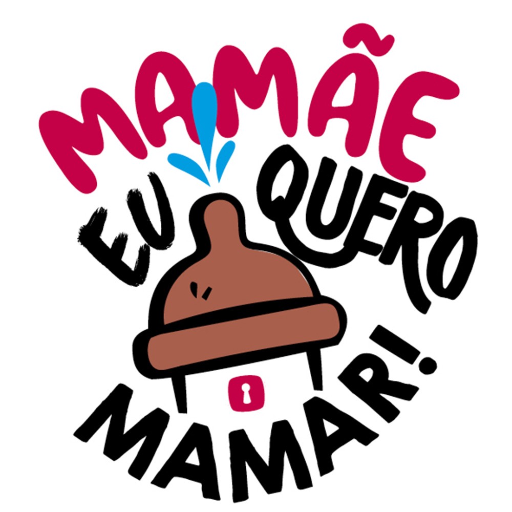 Detelhe do design da Tatuagem Tempor�ria Mam�e Eu Quero Mamar com fonte em pink e azul