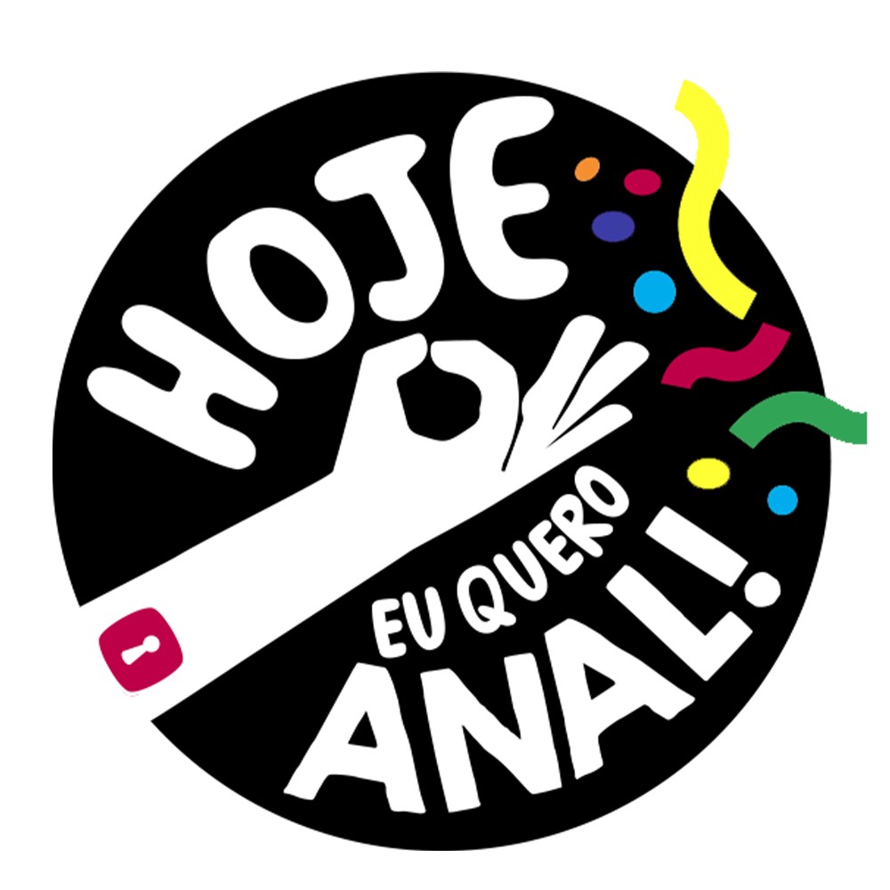 Tatuagem Tempor�ria Sensual Sexy Hoje EU Quero Anal Preta em close-up, destacando a qualidade da impress�o e os detalhes coloridos dos confetes.