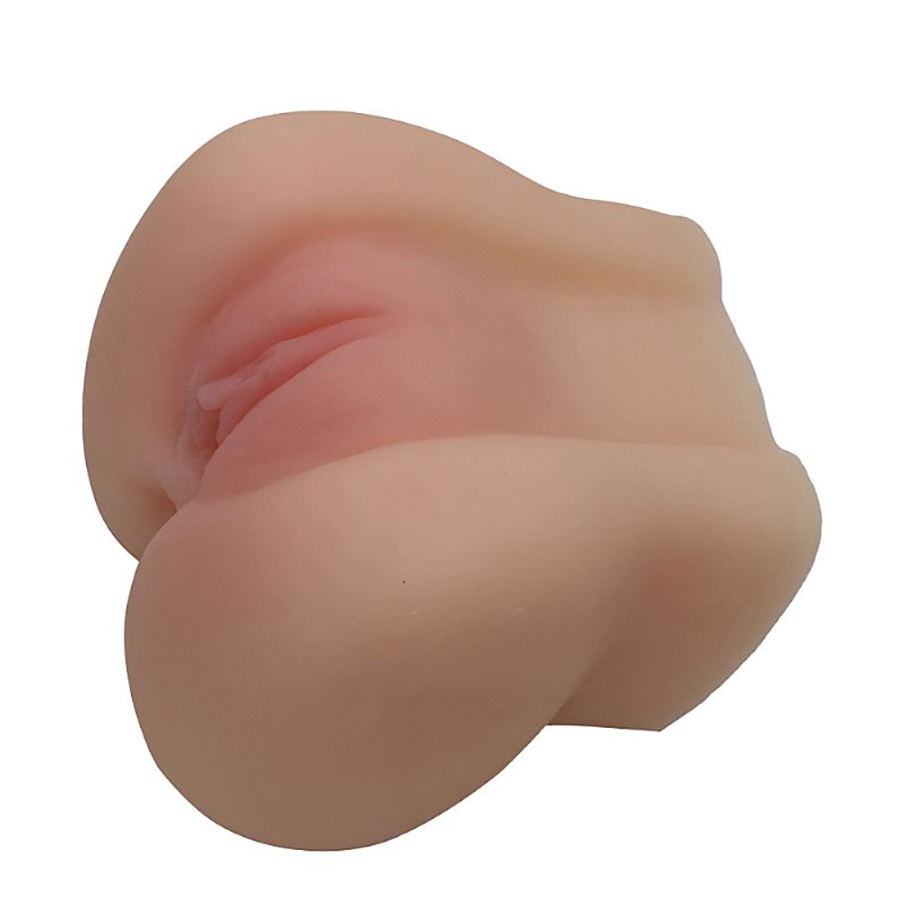 Masturbador Vagina e �nus em Cyberskin, vista lateral com canal vaginal em destaque