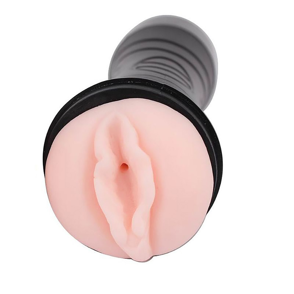 Masturbador Vagina em Cyberskin Formato Lanterna Bussy com Vibra��o, vista frontal com o interior macio e textura da vagina