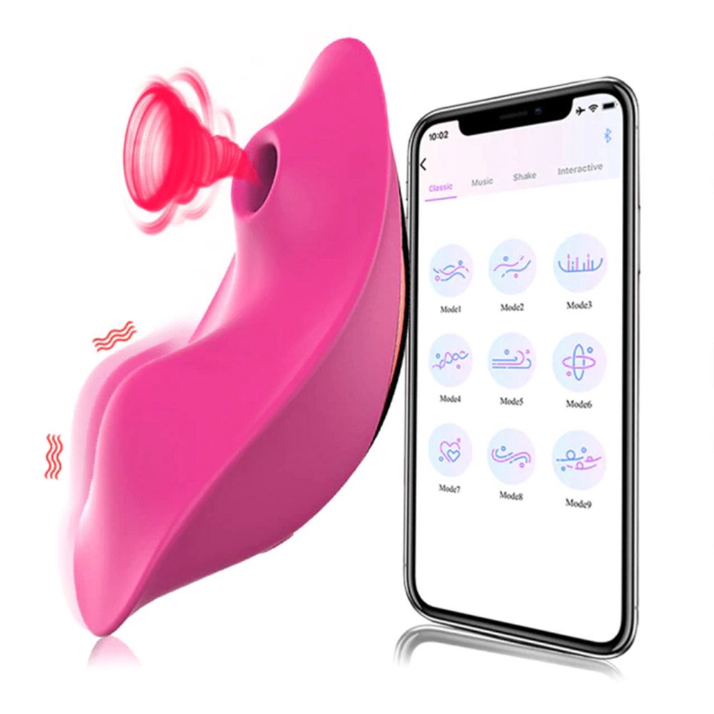 Calcinha Vibrat�ria Magesty Pink mostrando interface do aplicativo com 9 modos de pulsa��o