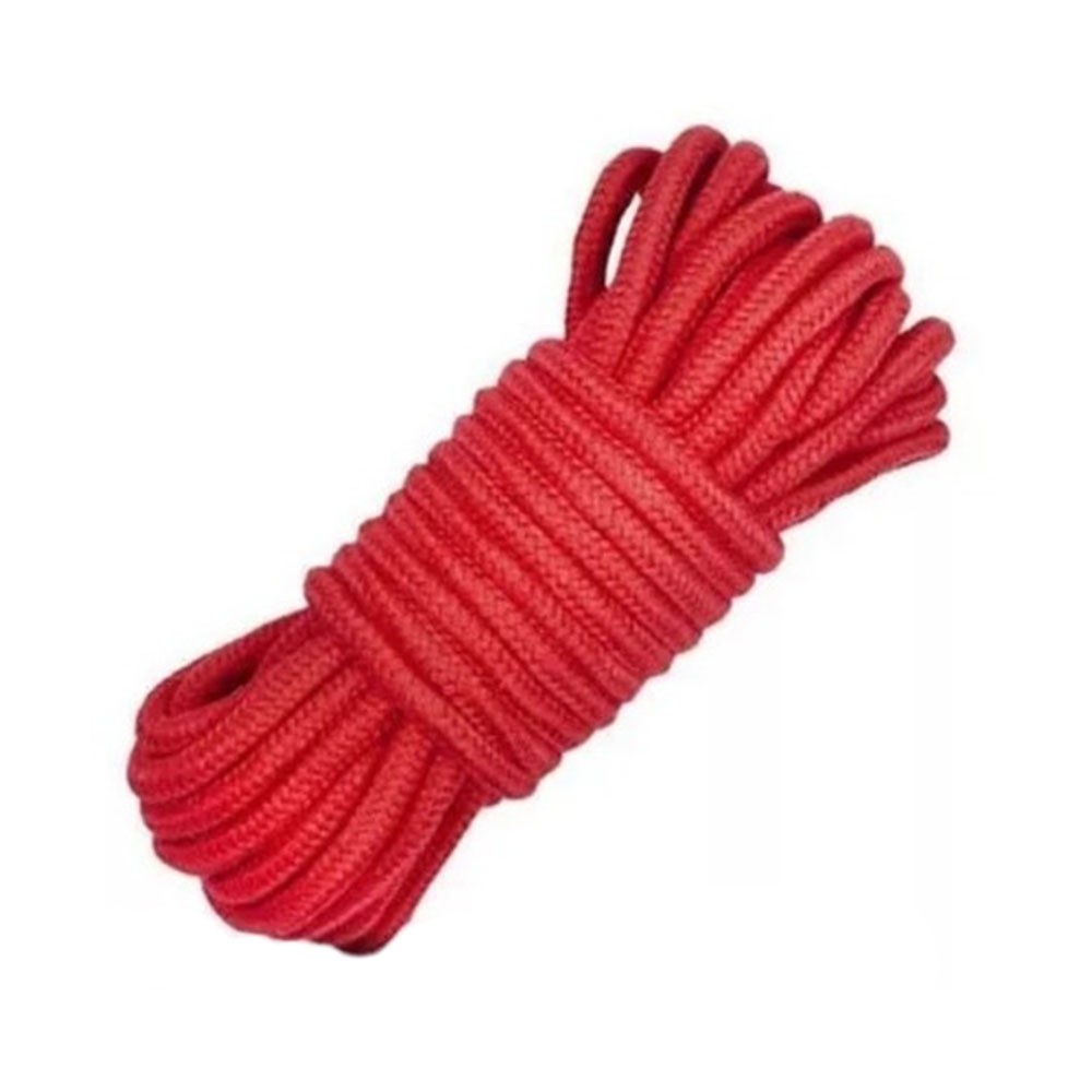Corda de Algod�o para Bondage e Shibari Vermelha 5 Metros | Corda enrolada vista de cima