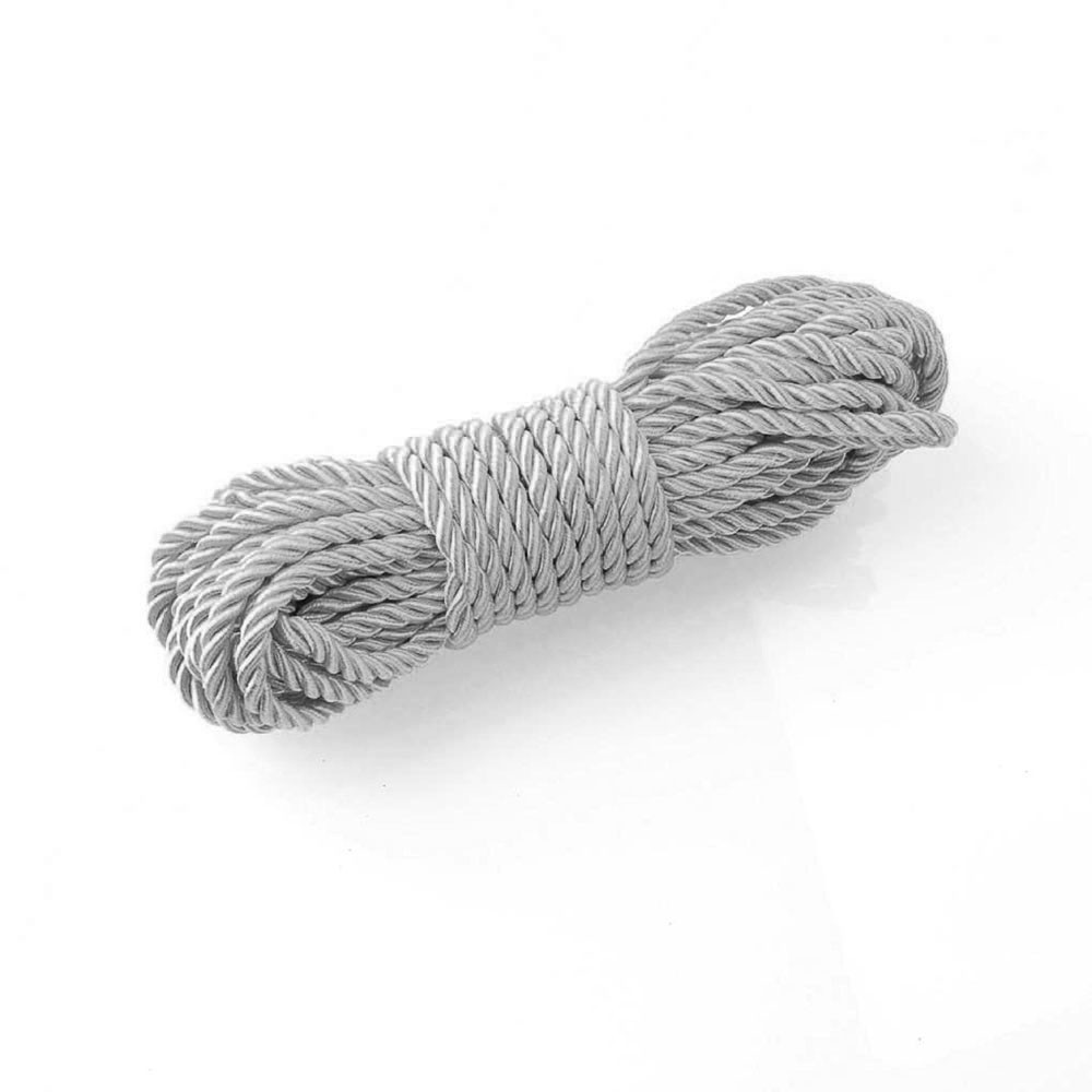 Corda para Bondage e Shibari em Poli�ster Prata 10 Metros enrolada, vista lateral