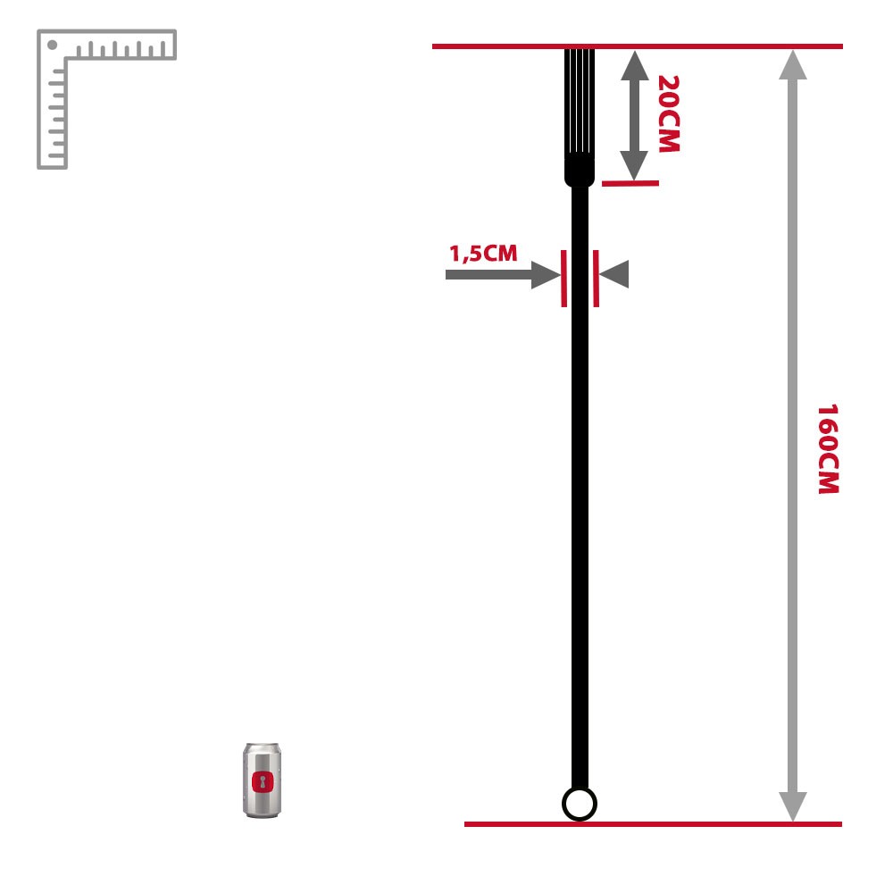 Chicote Longo em Courvin 140cm com Argola no Cabo Preto e Branco | Close no ponto de uni�o da ponteira com o corpo do chicote