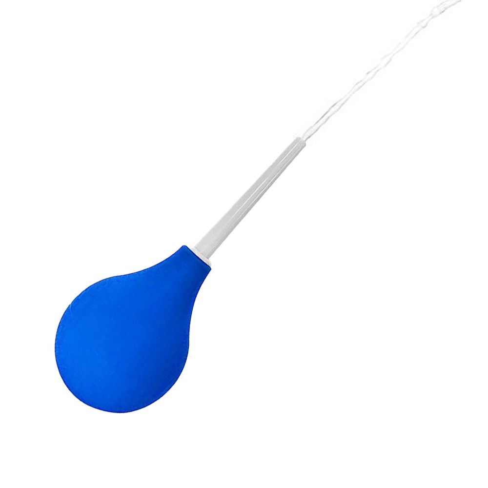 Ducha Higi�nica �ntima Pequena 89ml Azul em um plano inclinado, mostrando o bico aplicador branco