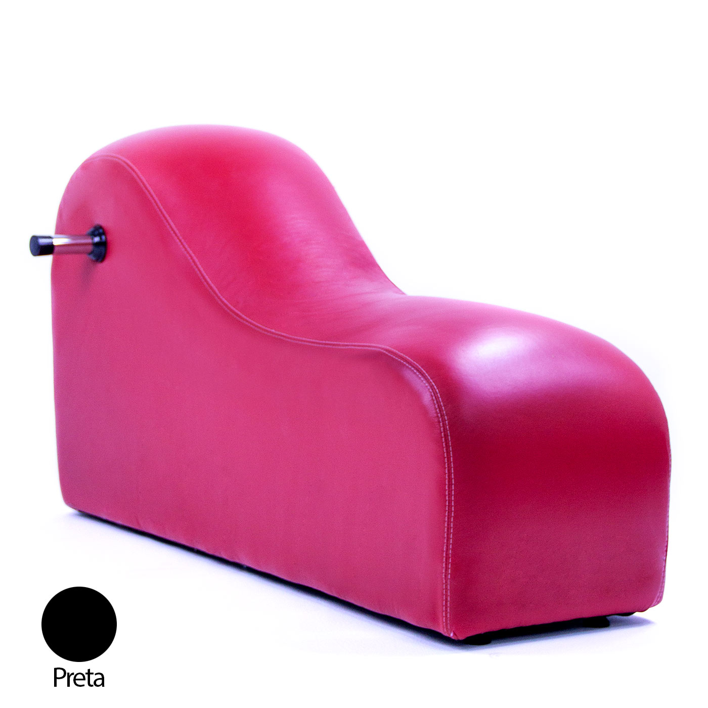 M�vel BDSM Puff Star em vista lateral, cor preta, destacando o formato curvado